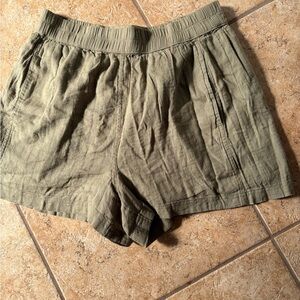 American Eagle Outfitters Olive Green Linen Shorts